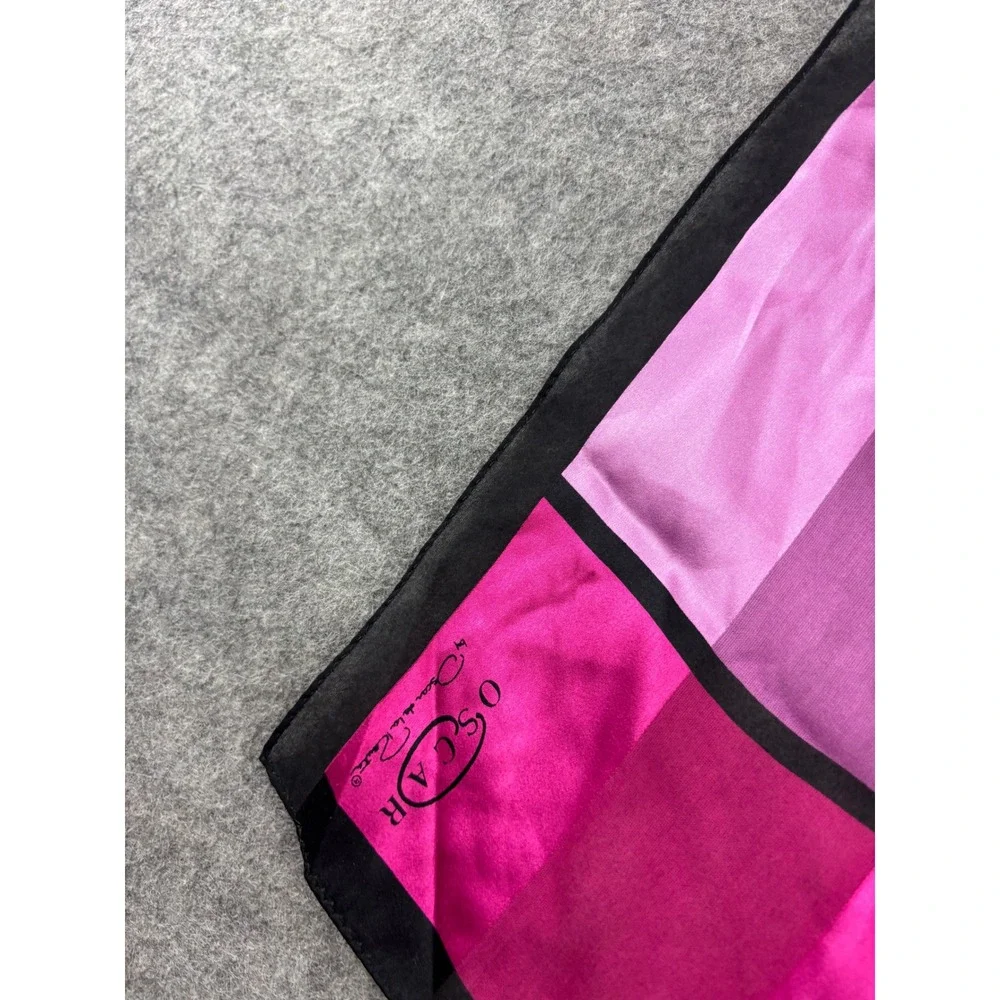VTG Chic Oscar de la Renta Pink Purple Colorblock Geometric Square Scarf 21x21